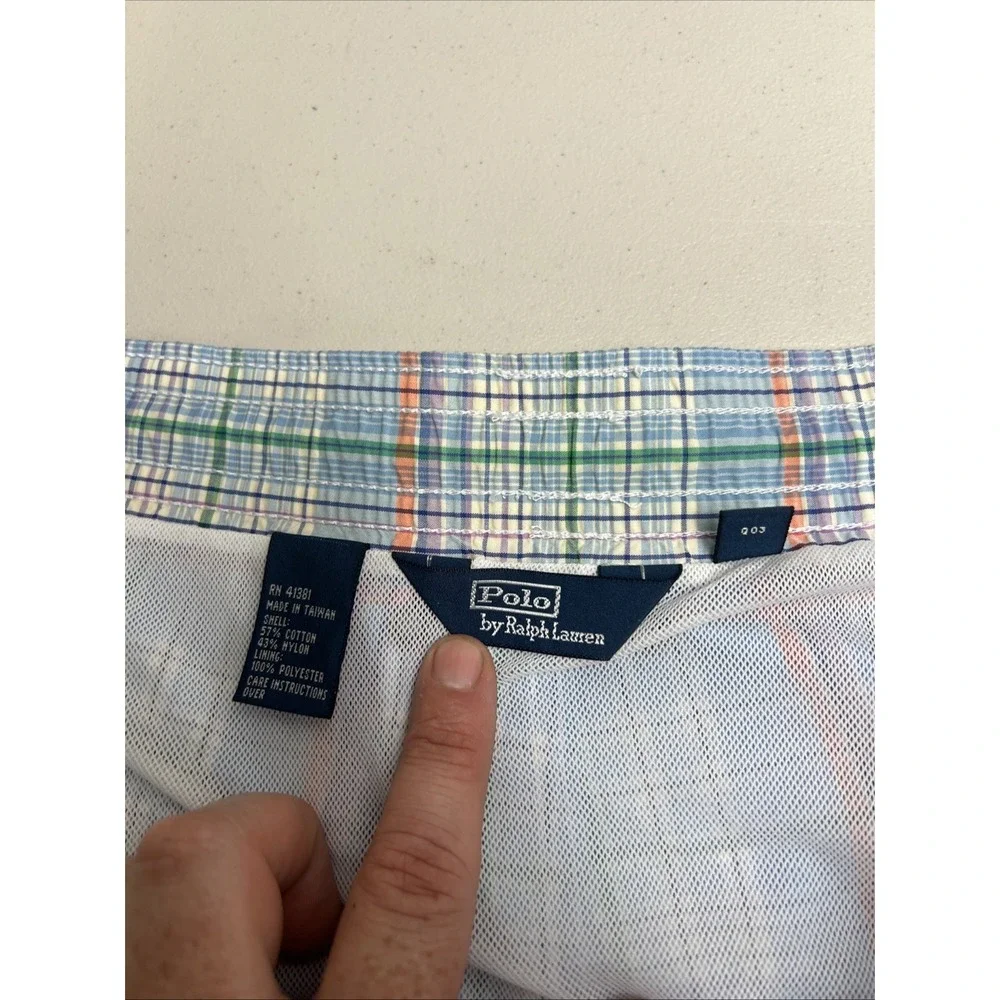 POLO Ralph Lauren Shorts Men's XXL Plaid Multicolor Swim Trunks Board Shorts 2XL